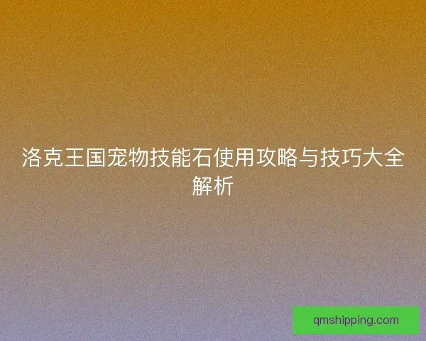 洛克王国宠物技能石使用攻略与技巧大全解析 洛克王国宠物技能石使用攻略与技巧大全解析